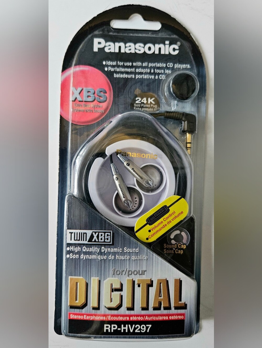 New Panasonic Twin XBS RP-HV297 Silver Digital Earbuds 24K Volume Control 14.8mm